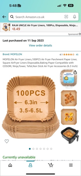 Air fryer liners