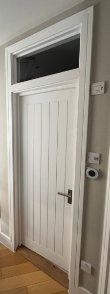 Transom window in bathroom