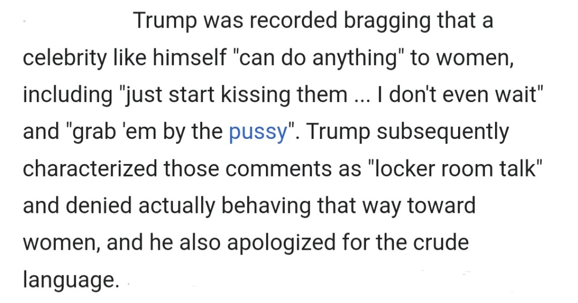To think that very few normal people are going to vote for a rapist. Any Trump supporters here? Can you explain your thinking?