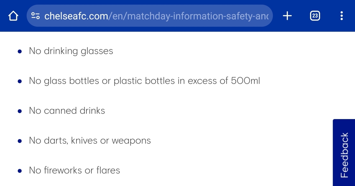 No bags allowed for WSL game??