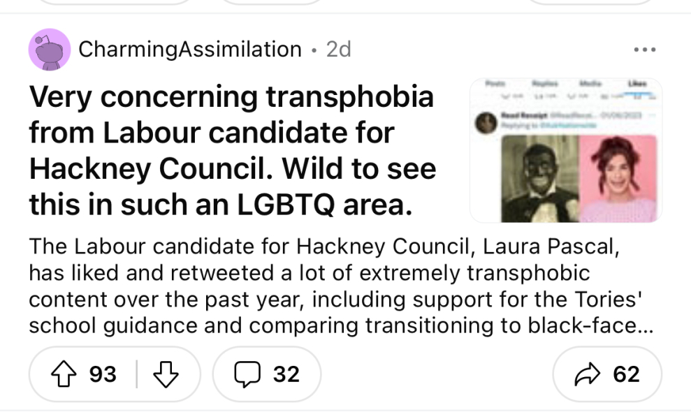 Labour candidate suspended for 'transphobia'