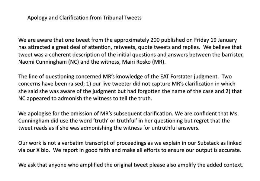 Another GC employment tribunal. Roz Adams vs Edinburgh Rape Crisis Centre #2