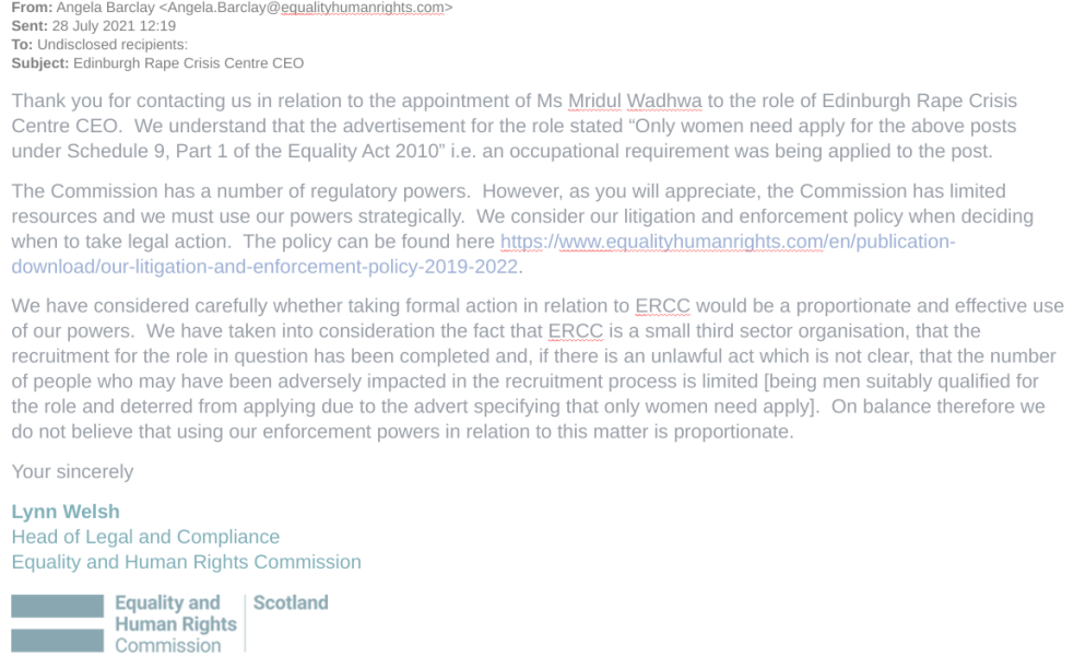 Another GC employment tribunal. Roz Adams vs Edinburgh Rape Crisis Centre #2