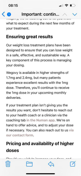 Wegovy started week ago