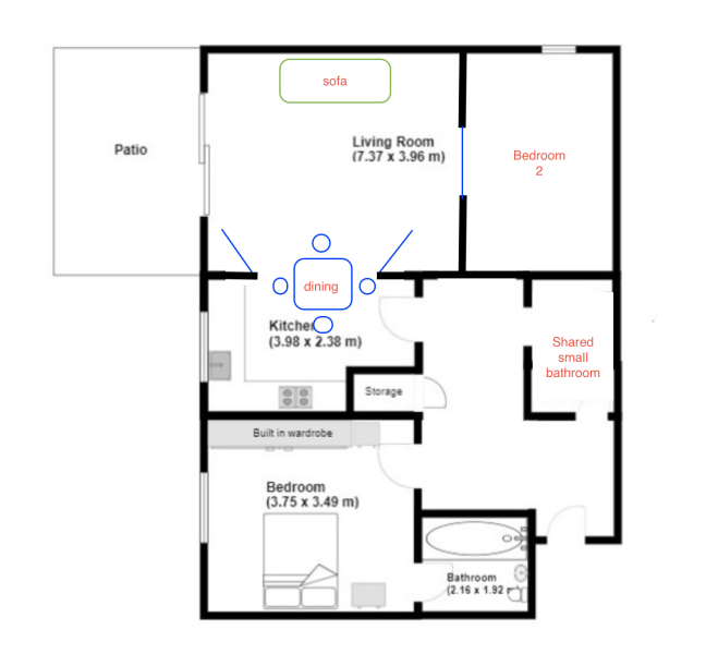 Converting one bed to two bed flat - help please