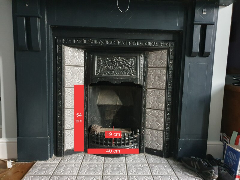 Heater for a narrow fireplace