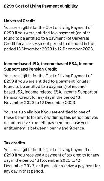 Was I entitled to a previous cost of living payment