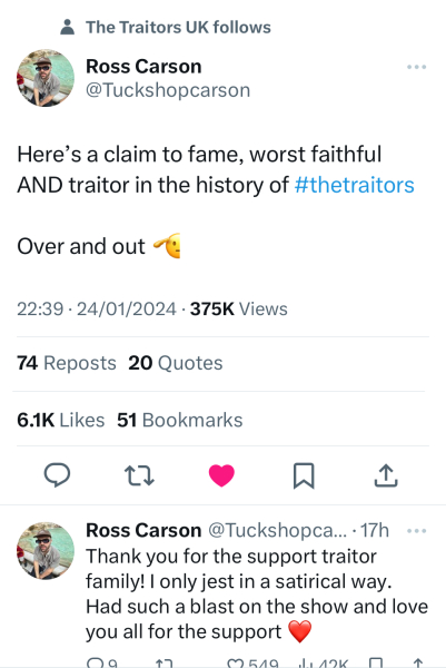 Traitors UK S2 Thread 6 "She believes everything I say"