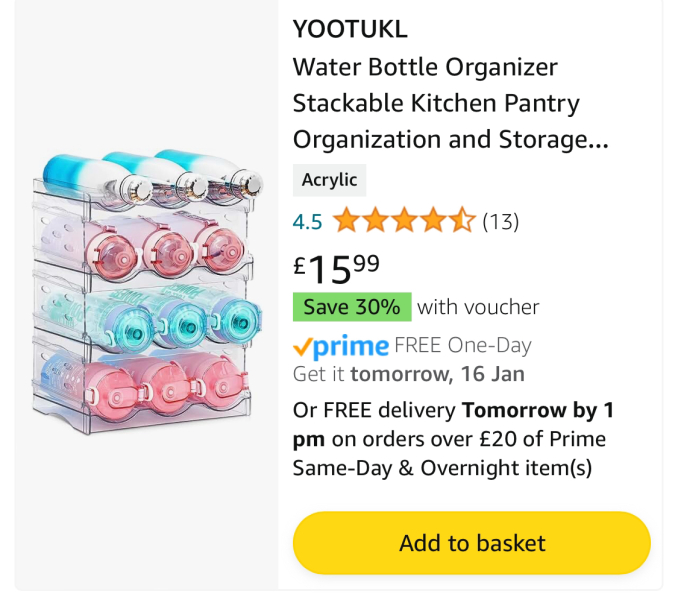 Storage for water bottles please