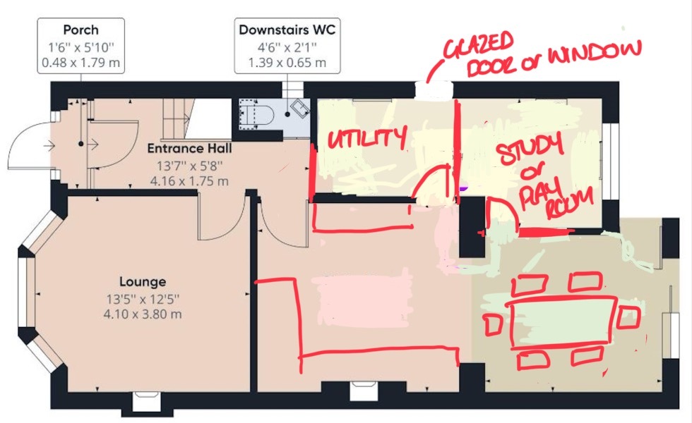Floorplan suggestions - creating a kitchen-diner in an extended 1930's house