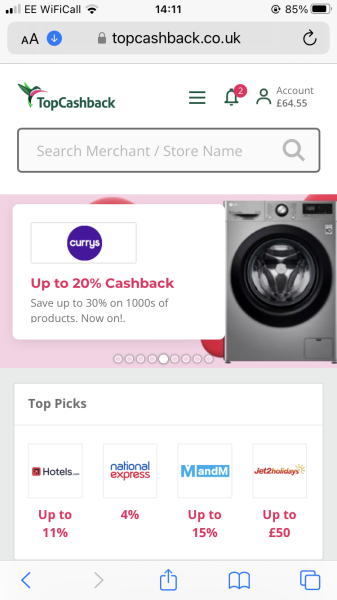 £10 free for signing up & using Topcashback