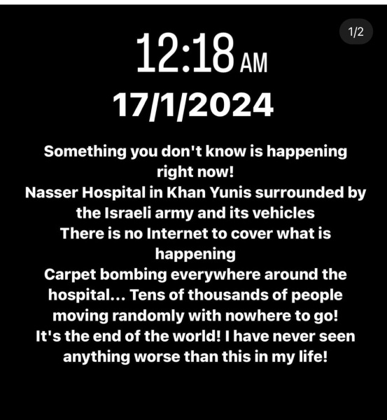 Mainly about Al Shifa [bombed front of hospital 3]