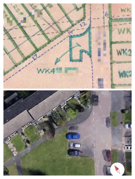 Parking spaces designated as public highway