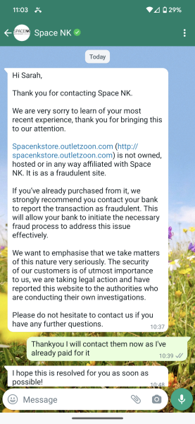 To ask if you think I’ve just been scammed?