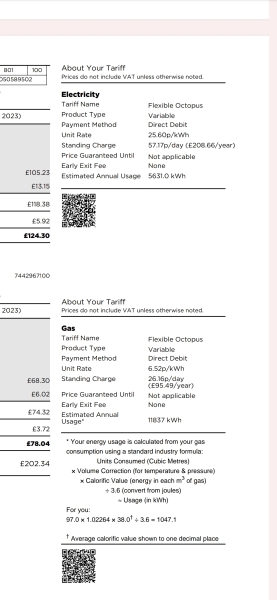Please help me  with Gas/ Electricity tariff-pics attached