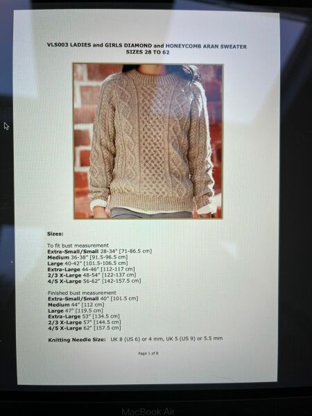 Please can someone give me some advice about an Aran knitting pattern?
