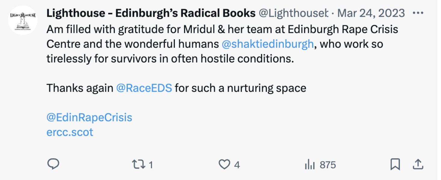 Another GC employment tribunal. Adam's vs Edinburgh Rape Crsis