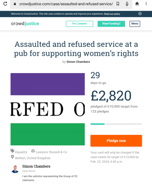 23 Gender Crits vs Robinson's Bar Belfast - Court Case