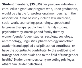 WPATH individual membership dropping like a stone