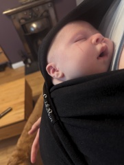 5 week old baby- sleeping in sling wrap