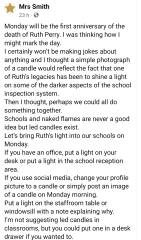 Monday is Ruth Perry's memory. (Mrs Smith on Facebook thread)