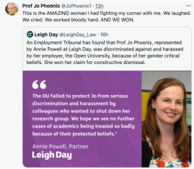 Prof Jo Phoenix vs The OU - Employment Tribunal Thread 8