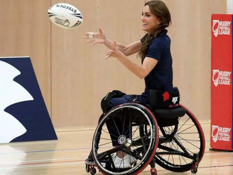 Royals in wheelchairs trying to do sports