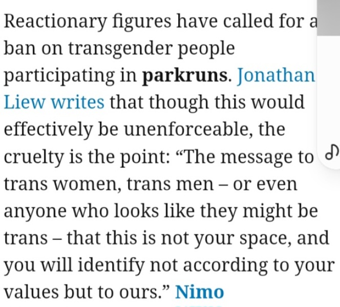 Get back in your box women, you're a right wing animal if you think men should be kept out of sport. "Why have rightwingers made even parkrun a battleground for trans people?"