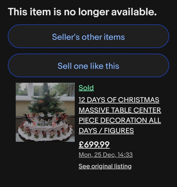 Anyone remember the 12 Days of Christmas MASSIVE table decoration centrepiece for sale on eBay?