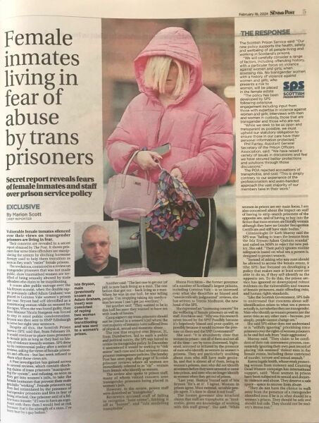 Scottish prison service refuse to reveal results of trans survey of female prisoners.