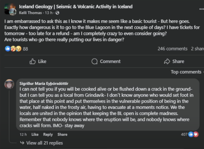 Iceland - possible eruption due near the Blue Lagoon