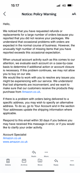 Threatening Amazon email?