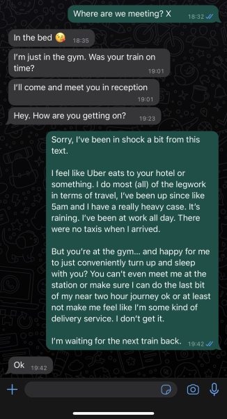 To block him after this? (Text exchange)