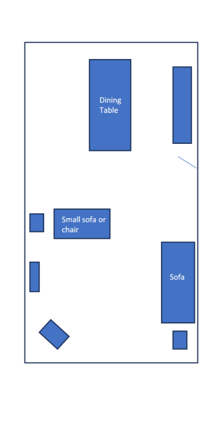 One large rectangular living room. How to style it.