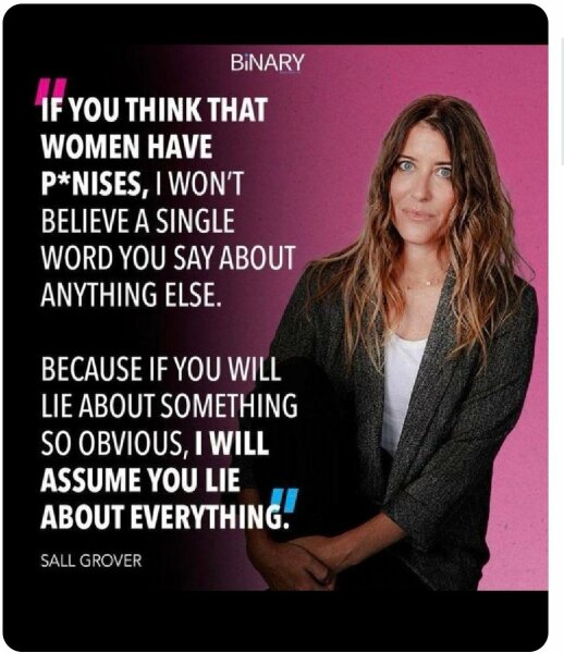 To be angry that Scarlet Blake is being called a woman.