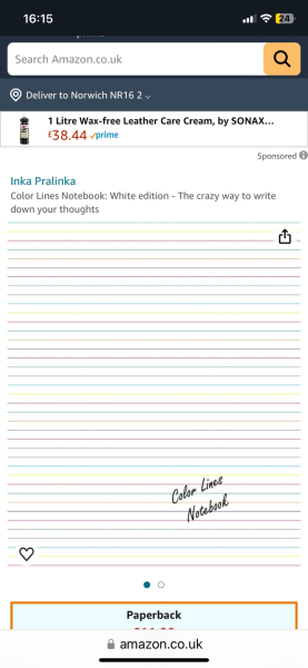 Notebook with coloured lines