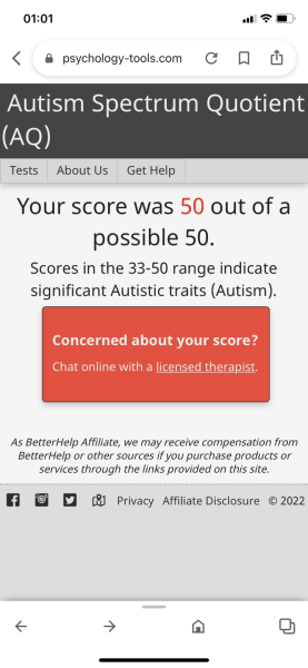 If you are diagnosed with ASD, what was your AQ50 score?