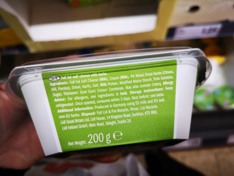 Attn. veggie/vegan/halal/kosher eaters: Lidl soft cheese