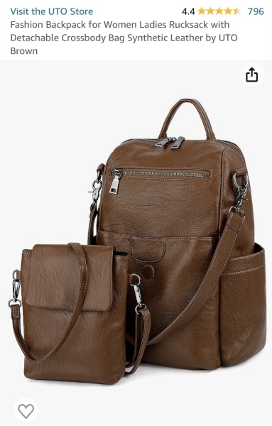 Backpack with detachable cross body bag