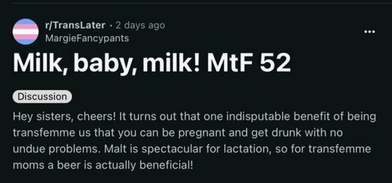 Trans women feeding chemical ridden milk to babies - approved by NHS