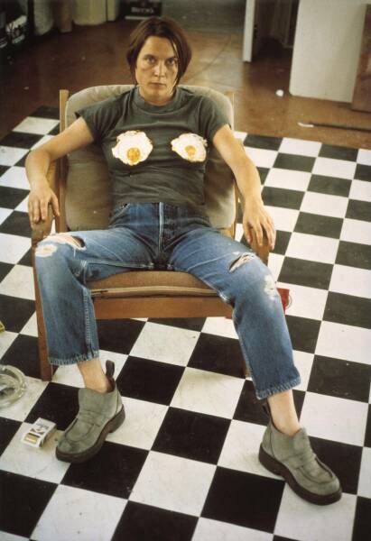 90s style suede loafers/ Sarah Lucas