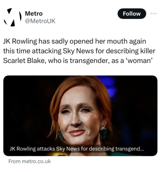 To be angry that Scarlet Blake is being called a woman.