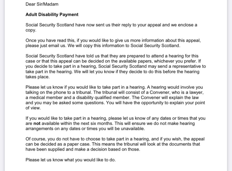 Adult disability payment
