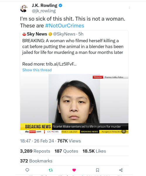 BBC News does not inform readers cat killer and murderer Scarlett Blake is transgender in this article. I intend to complain to ofcom. These are not our crimes.