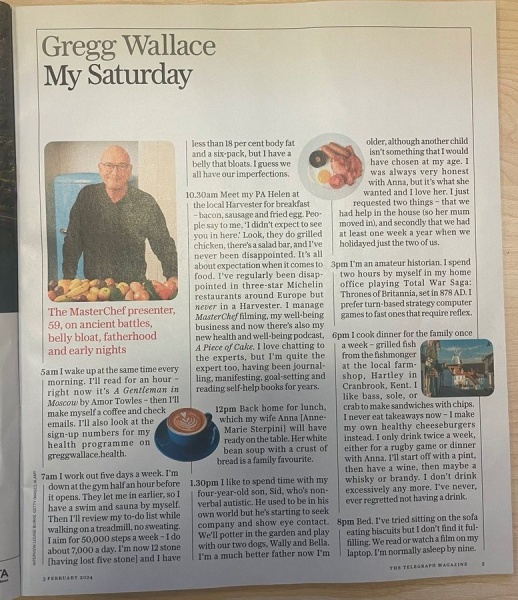 Greg Wallace's Saturday routine