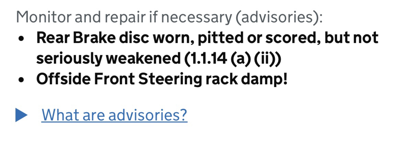 Anyone offer a guess at how much these MOT advisories would be