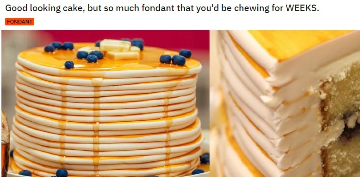 Amount of buttercream / fondant on cakes these days