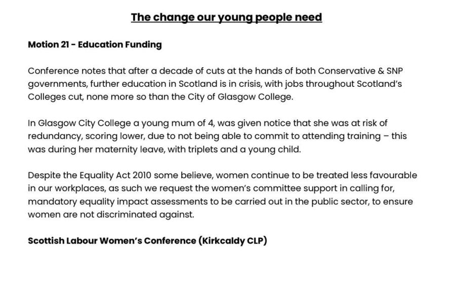 Scottish Labour Conference this weekend - pro woman motions up for vote