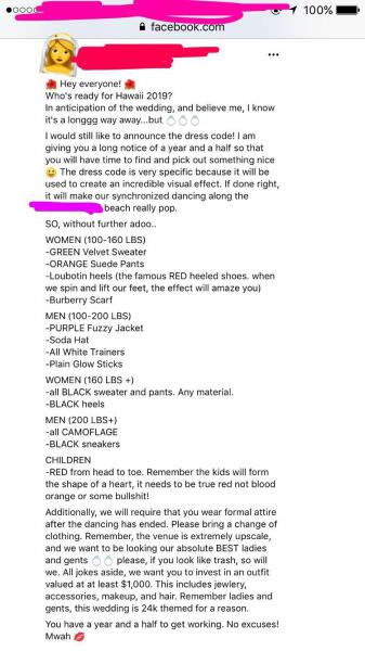 Wedding - colour code for guests…?!