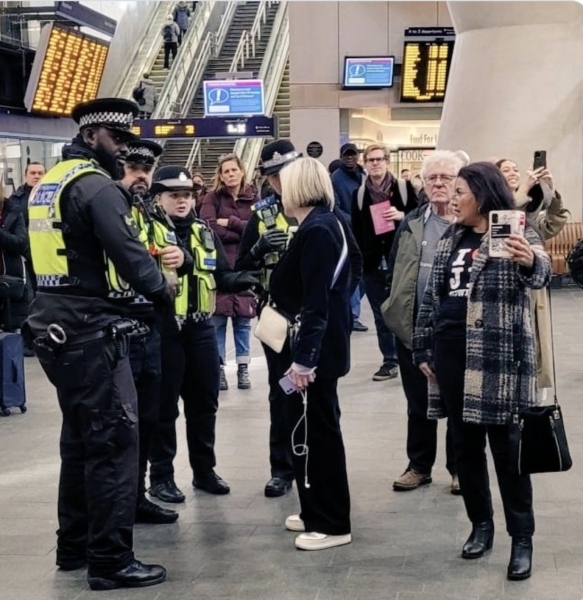 Let Women Speak Protest at London Bridge Station has just kicked off